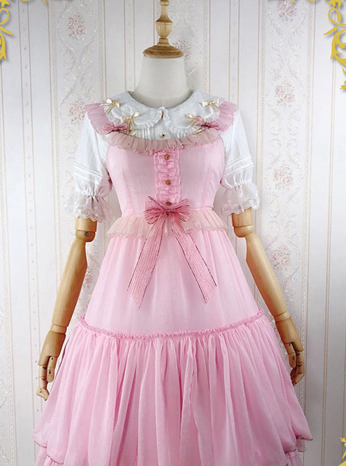 Iridescent Sugar's Dream Series Ruffles Sweet Lolita Flying Sleeve Dress