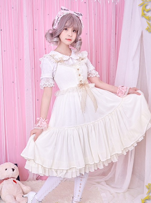 Iridescent Sugar's Dream Series Ruffles Sweet Lolita Flying Sleeve Dress
