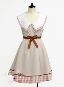 Lapel Bowknot Double-breasted Sleeveless Classic Lolita Dress