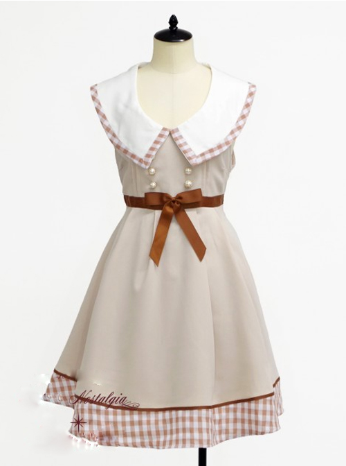 Lapel Bowknot Double-breasted Sleeveless Classic Lolita Dress