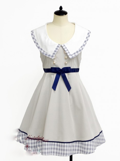 Lapel Bowknot Double-breasted Sleeveless Classic Lolita Dress