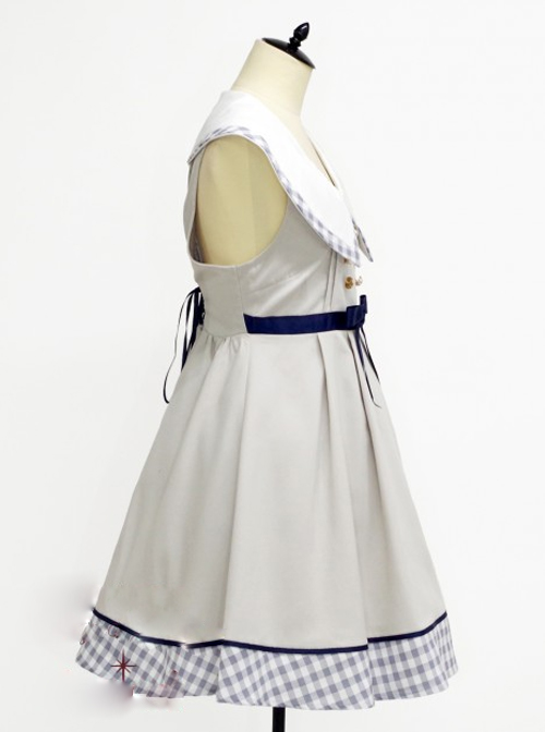 Lapel Bowknot Double-breasted Sleeveless Classic Lolita Dress
