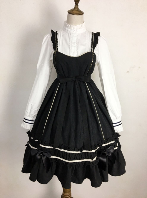 Black Elegant Bowknot Classic Lolita Sling Dress