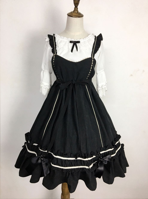 Black Elegant Bowknot Classic Lolita Sling Dress