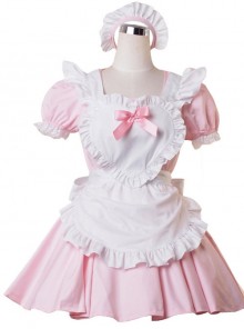 Pink Short Sleeves Lace Ruffles Sweet Lolita Maid Dress