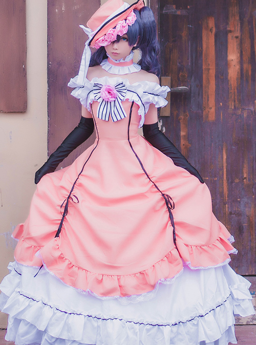 Black Butler Ciel Phantomhive Cosplay Costume Lolita Pink Dress