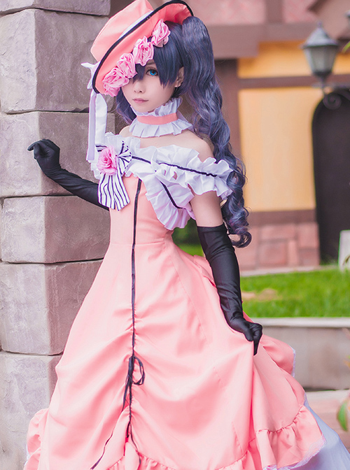 Black Butler Ciel Phantomhive Cosplay Costume Lolita Pink Dress