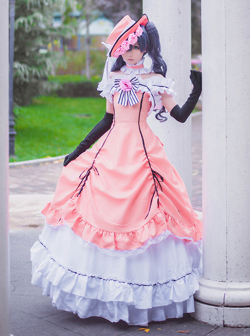 Black Butler Ciel Phantomhive Cosplay Costume Lolita Pink Dress