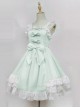 Cream Mousse Macarons Color Plaid Classic Lolita Sling Dress