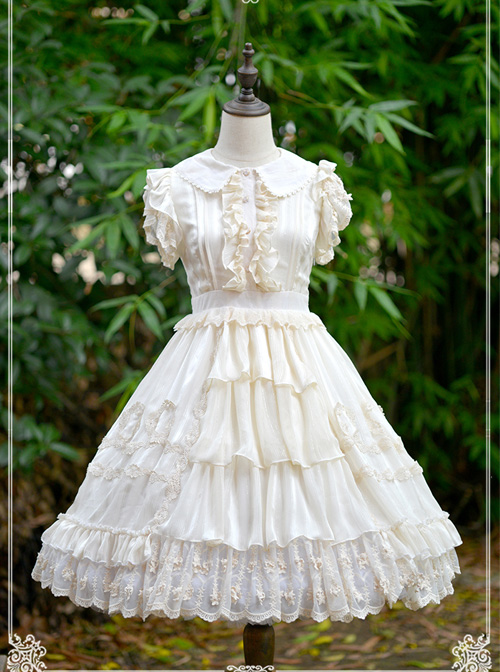 Pure Color Chiffon Lace Classic Lolita Sleeveless Dress