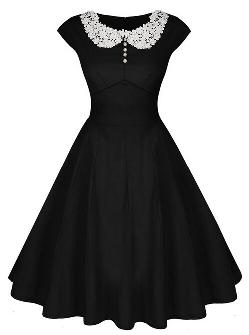 Sexy Lace Collar Slim A-line Dress