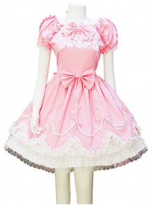 Pink Short Sleeves Sweet Bow Lolita Dress