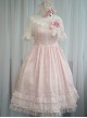 Pink Short Sleeves Sweet Lace Bow Ruffles Lolita Dress