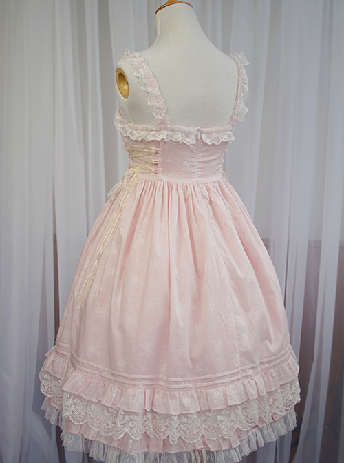 Pink Short Sleeves Sweet Lace Bow Ruffles Lolita Dress