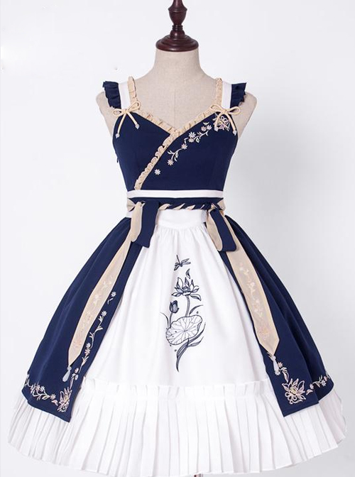 Pear Flowers And Lotus Flowers Series Chinese Style Qi Lolita Sling Dress