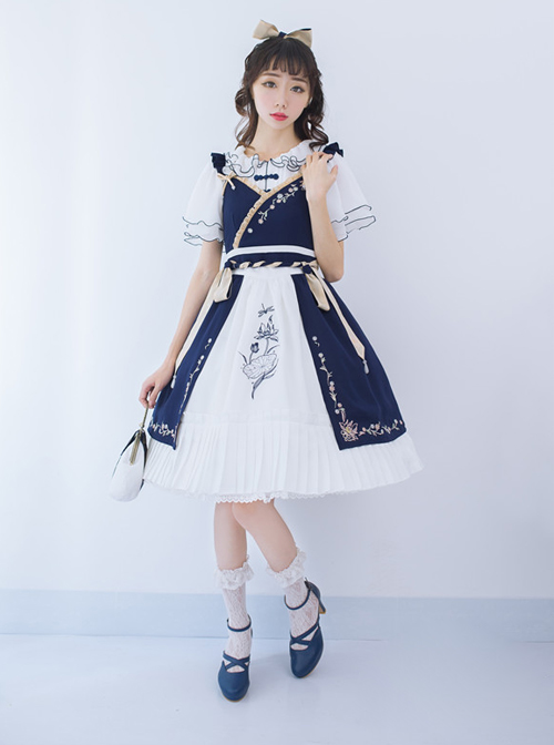 Pear Flowers And Lotus Flowers Series Chinese Style Qi Lolita Sling Dress