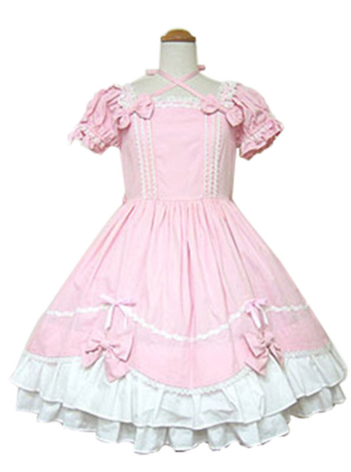 Cute Bowknot Short Sleeve Sweet Lolita Dress