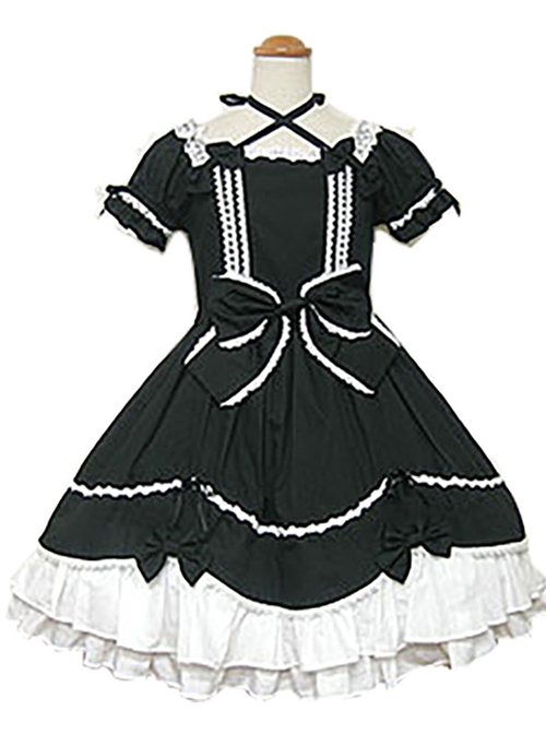 Cute Bowknot Short Sleeve Sweet Lolita Dress