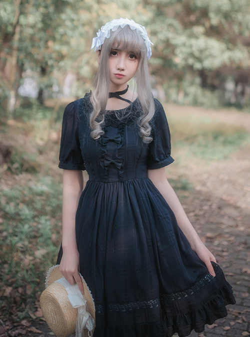 Chiffon Short Sleeves Bowknot Classic Lolita Dress