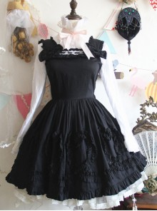 Black Cute Bowknot Slim Classic Lolita Sling Dress