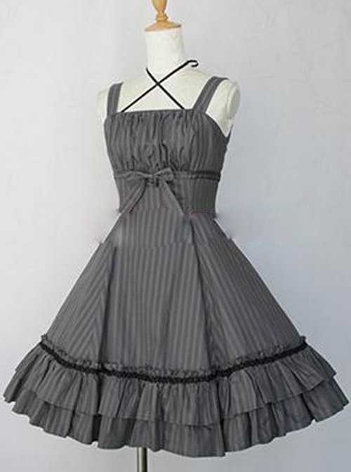 Vertical Stripes Cloths Classic Lolita Sling Dress