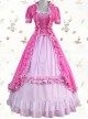 Pink Pleuche Victorian Gothic Lolita Short Sleeve Dress