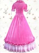 Pink Pleuche Victorian Gothic Lolita Short Sleeve Dress