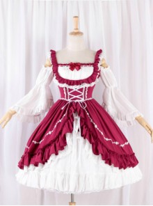 Elegant Red And White Classic Lolita Dress