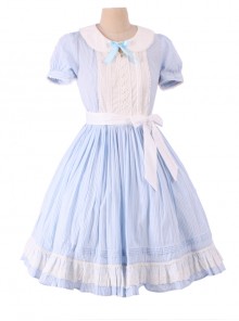 Alice In Wonderland Blue Short Puff Sleeves Classic Lolita Dress
