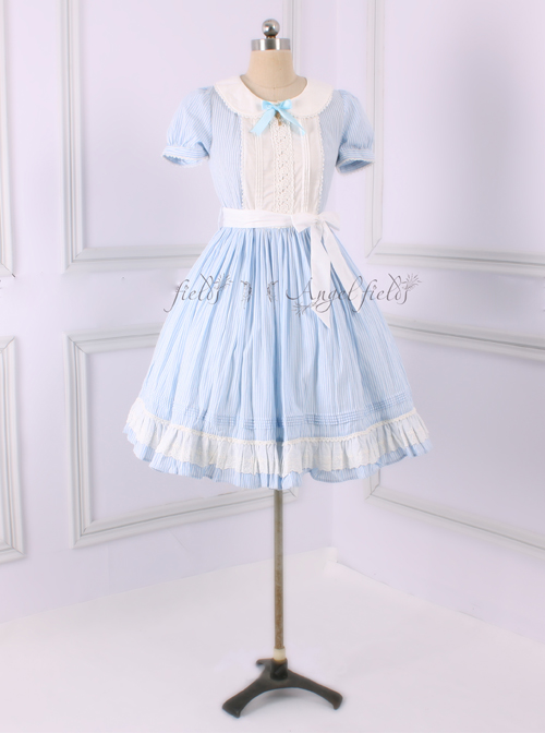 Alice In Wonderland Blue Short Puff Sleeves Classic Lolita Dress