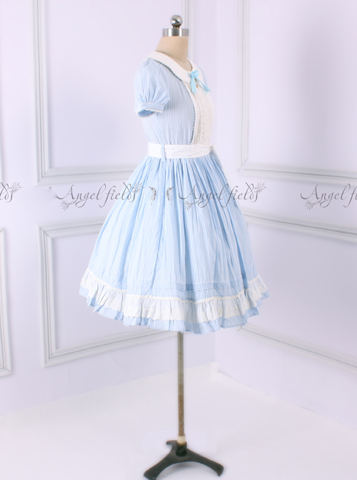 Alice In Wonderland Blue Short Puff Sleeves Classic Lolita Dress