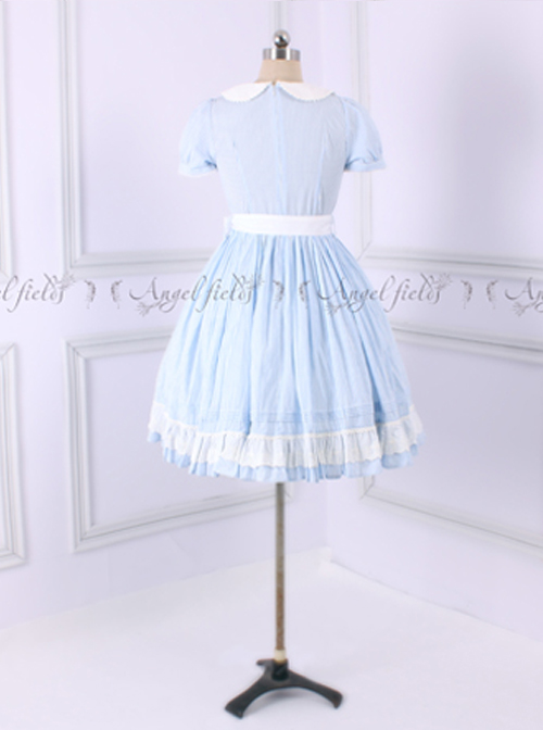 Alice In Wonderland Blue Short Puff Sleeves Classic Lolita Dress