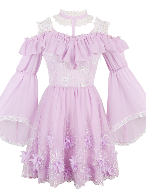 Purple Chiffon Sweet Lolita Long Sleeve Dress