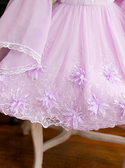 Purple Chiffon Sweet Lolita Long Sleeve Dress