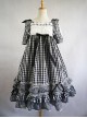 Summer Resort Girls Plaid High Waist Sweet Lolita Short Sleeves Dress