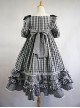 Summer Resort Girls Plaid High Waist Sweet Lolita Short Sleeves Dress