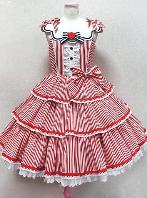 Striped Ocean Series Classic Lolita Sleeveless Dress