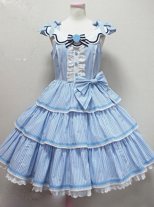 Striped Ocean Series Classic Lolita Sleeveless Dress