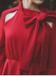 Elegant Red Horn Sleeve Butterfly Collar Classic Lolita Dress