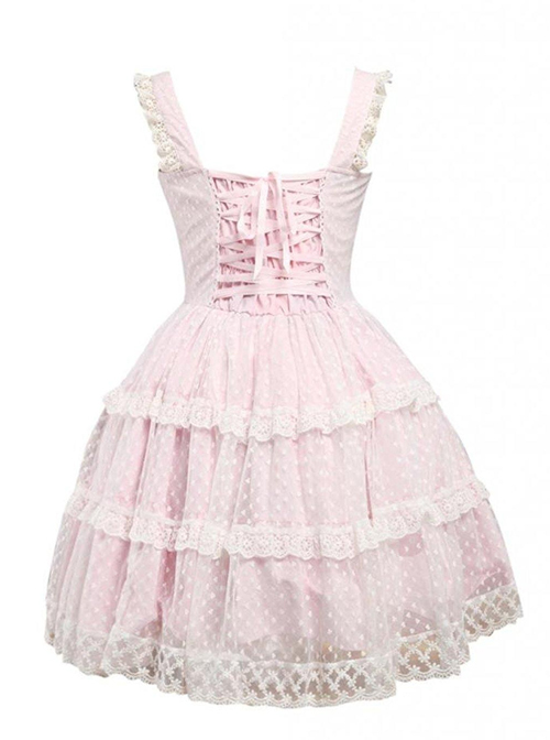 Pink Sleeveless Lace Ruffles Sweet Lolita Dress