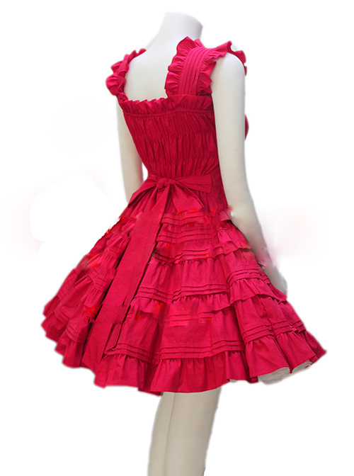 Red Sleeveless Ruffles Classic Lolita Dress