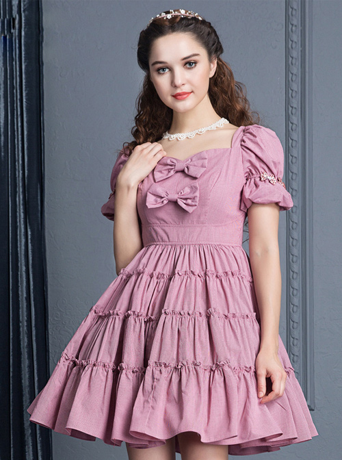 Retro Short Sleeves High Waist Classic Lolita Dress