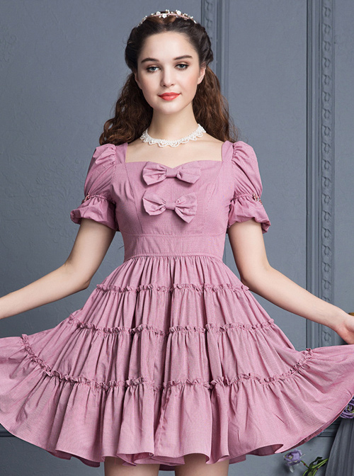 Retro Short Sleeves High Waist Classic Lolita Dress