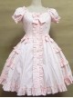 High Waist Ruffles Puff Sleeves Bowknot Sweet Lolita Dress