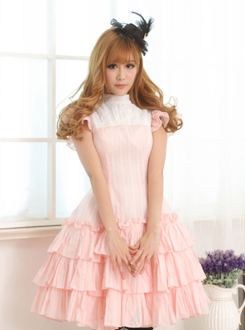 Pink Sleeveless Ruffle Sweet Lolita Dress