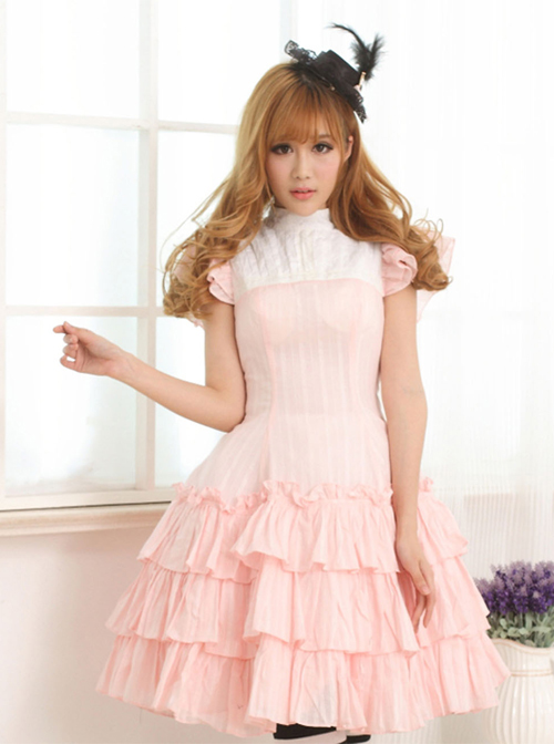 Pink Sleeveless Ruffle Sweet Lolita Dress