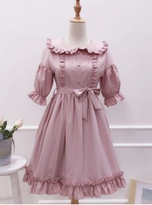 Cute Ruffles Doll Collar Short Sleeves Classic Lolita Dress