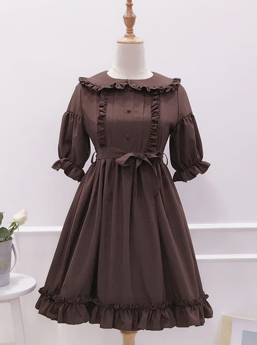 Cute Ruffles Doll Collar Short Sleeves Classic Lolita Dress