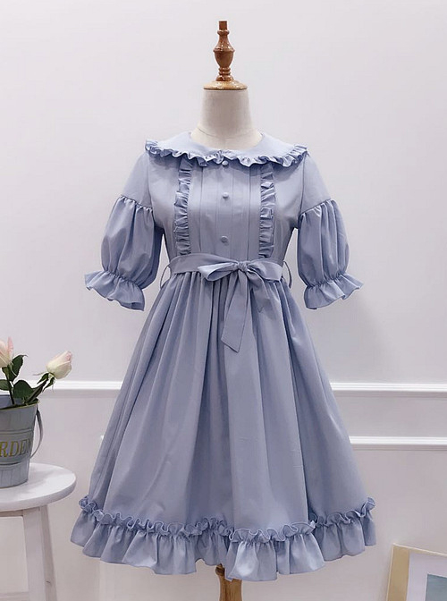 Cute Ruffles Doll Collar Short Sleeves Classic Lolita Dress