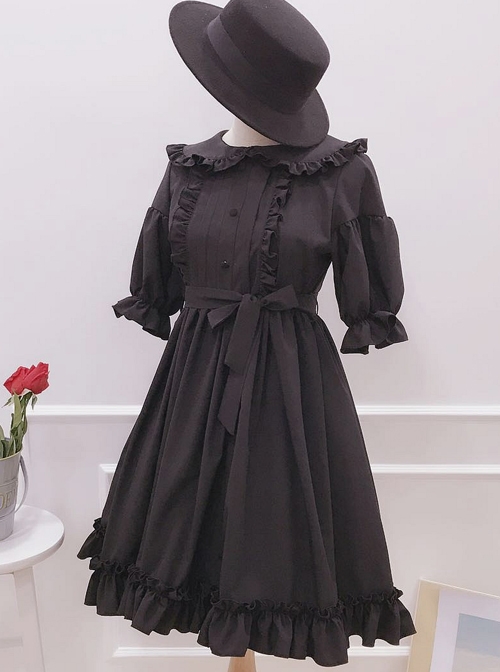 Cute Ruffles Doll Collar Short Sleeves Classic Lolita Dress